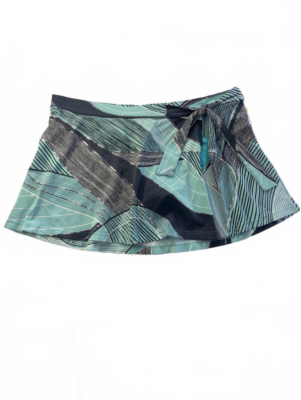 Zingara Abstract Aqua Swim Bottoms Wrap Skirt Women's Size 12